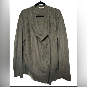 Kori America Army Green Suede Zip Up Shacket Size 1XL BX3
